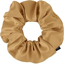 THXSILK Hair Silk Scrunchie for Womens Thick Hair, Metallic Gold, Scrunchie Style, 1 Count