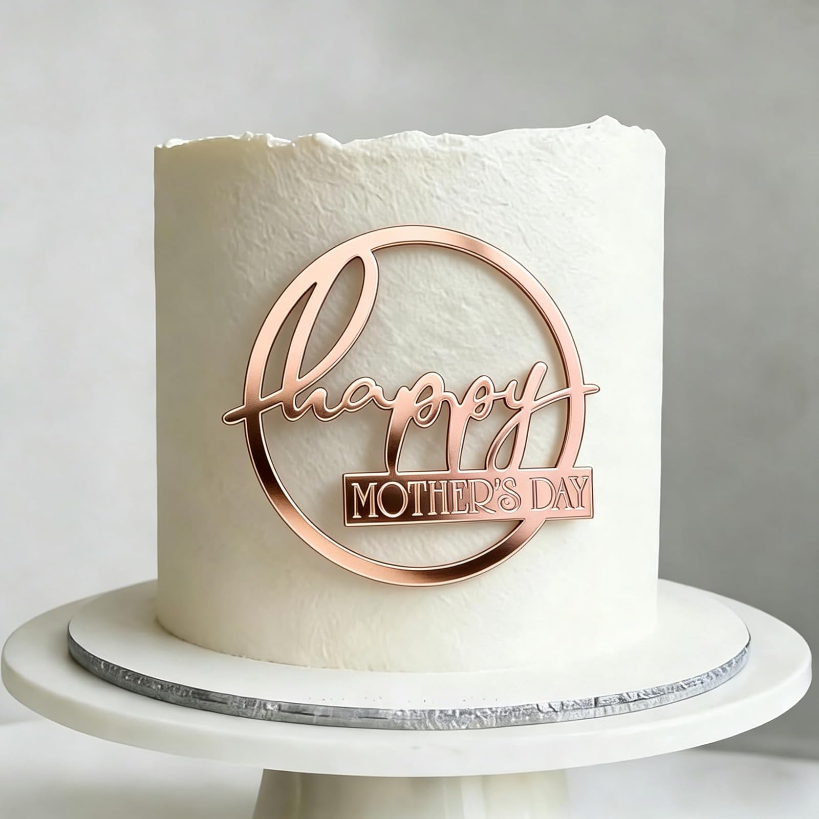 Photo 1 of 1 Pcs Glitter Happy Mother's Day Cake Topper, Circle Design Cake Sign, Beautiful Mother's Day Decor, Mom Birthday Party Cake Supplies (Golden)