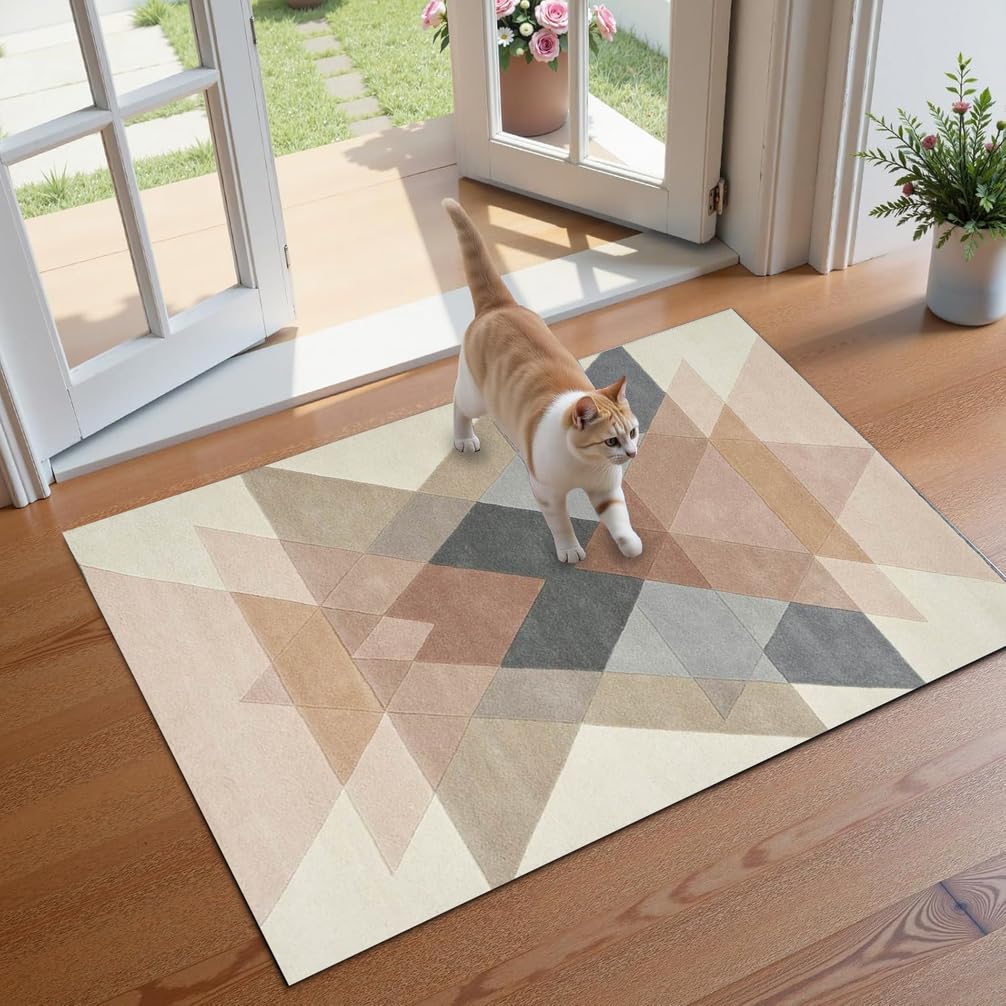 Passatoia Corridoio Antiscivolo Tappeto Cucina Beige Personalizzate Tappetto Tappeto Salotto per Soggiorno Camera da Letto corridoio Entrata Bagno ，120 x 270 cm