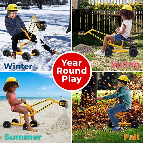 Stargo Kids Excavator Toy Sand Digger On Wheels With Hat, Steel Sandbox Digger Toys For Boys, Sand Toys Ride On Excavator, Beach Toys #TOP4