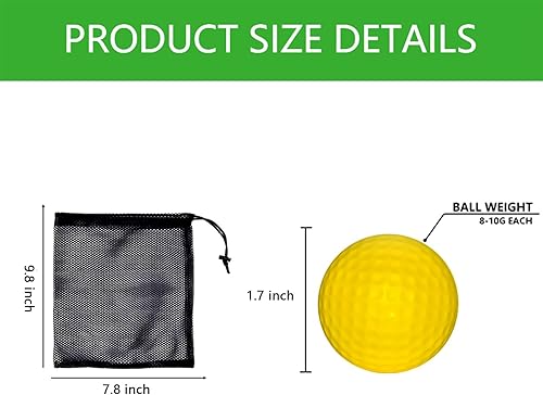 Miniatura 2 de LAZTIC Pelotas de práctica de golf de espuma, paquete de 16 o 54 pelotas de golf suaves, de vuelo limitado, perfectas para práctica de swing en