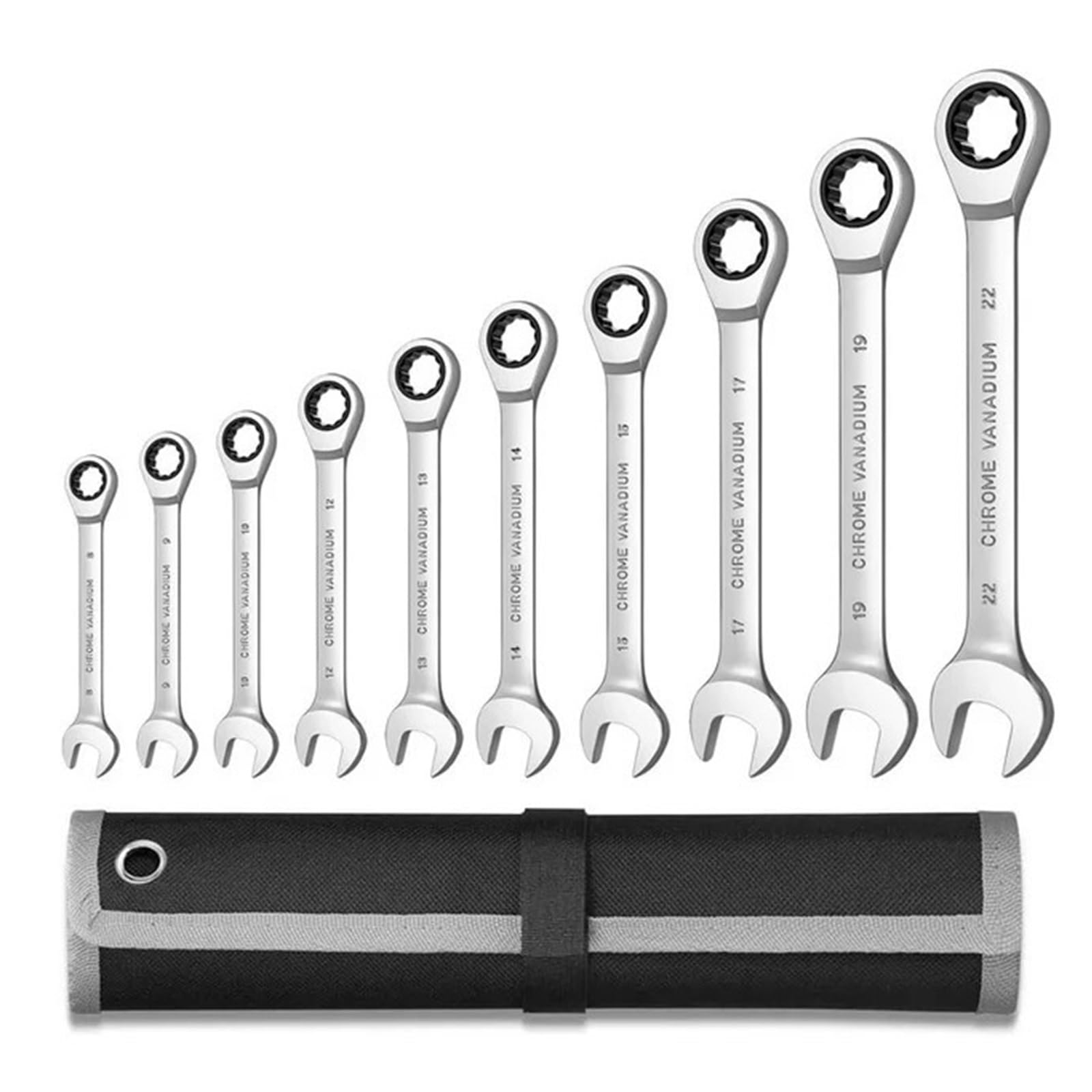 Zestaw Kluczy Zestaw Kluczy Grzechotkowych Zestawy Kluczy Płasko-oczkowych Z Torbą Na Kółkach Idealne Do Ogólnych Napraw Samochodowych W Garażu(10pcs8-22))