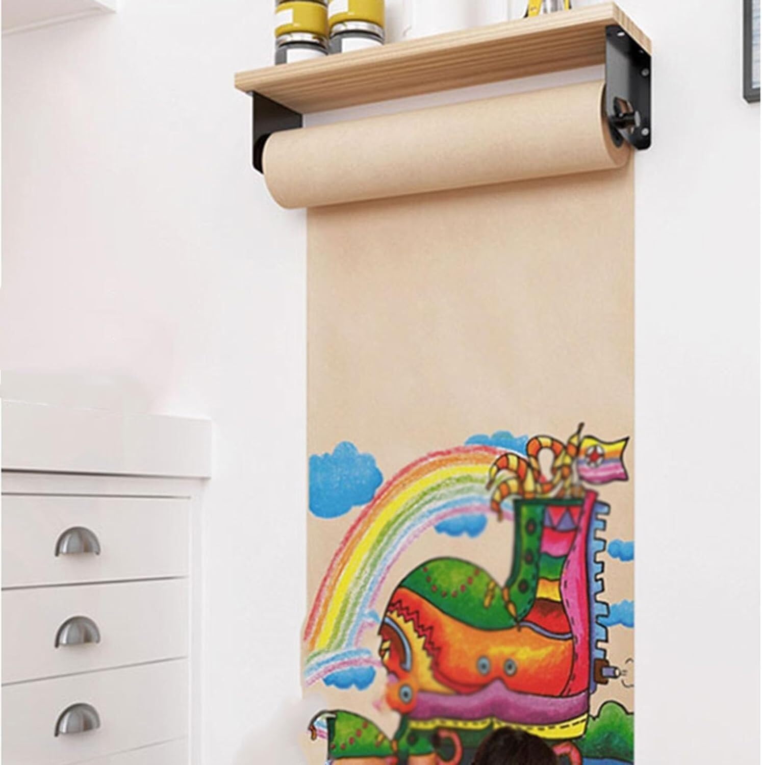 Distributeur de papier kraft mural 130cm porte rouleau pour listes de tâches