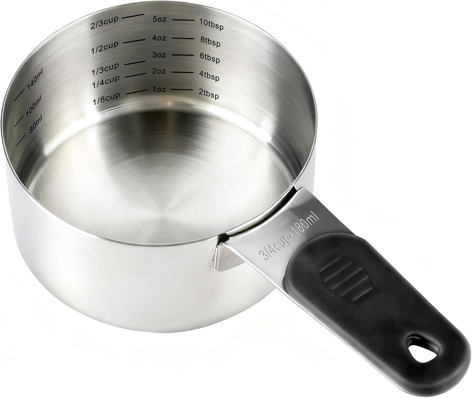 3/4 Cup(180ml) Stainless Steel Measuring Cup with Magnetic Handle and Inner Measuring Marks-1 PCS