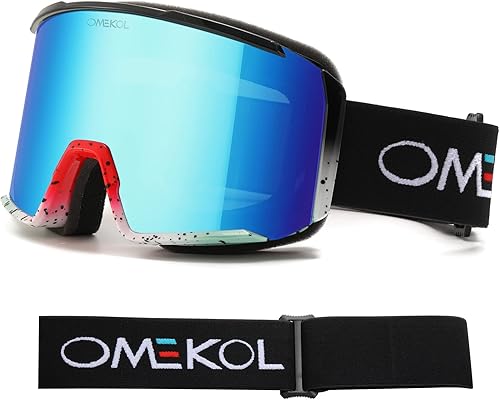 Miniatura 4 de OMEKOL Gafas de esquí antivaho de doble capa OTG para hombres y mujeres gafas de snowboard