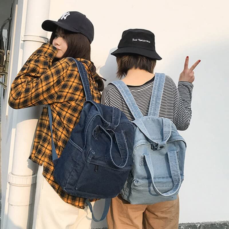 Image of MaxxCloud Vintage Denim Laptop Backpack Casual Canvas Daypack Handbag Purse Lightweight Rucksack Shoulder Bag