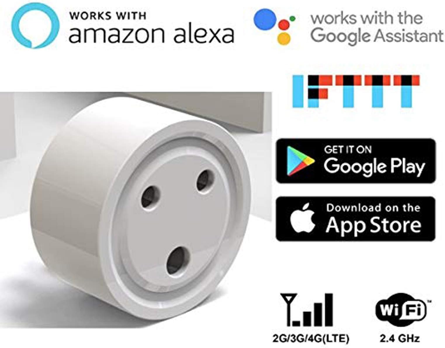 VINC Smart Plug, 2.4 GHz WiFi, Alexa, Google Home Compatible (White)