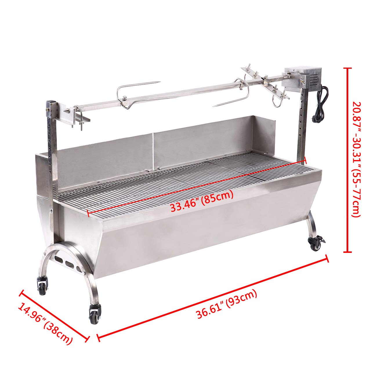 Samger 25W Electric BBQ Rotisserie Roster Charcoal Grill 33”x15