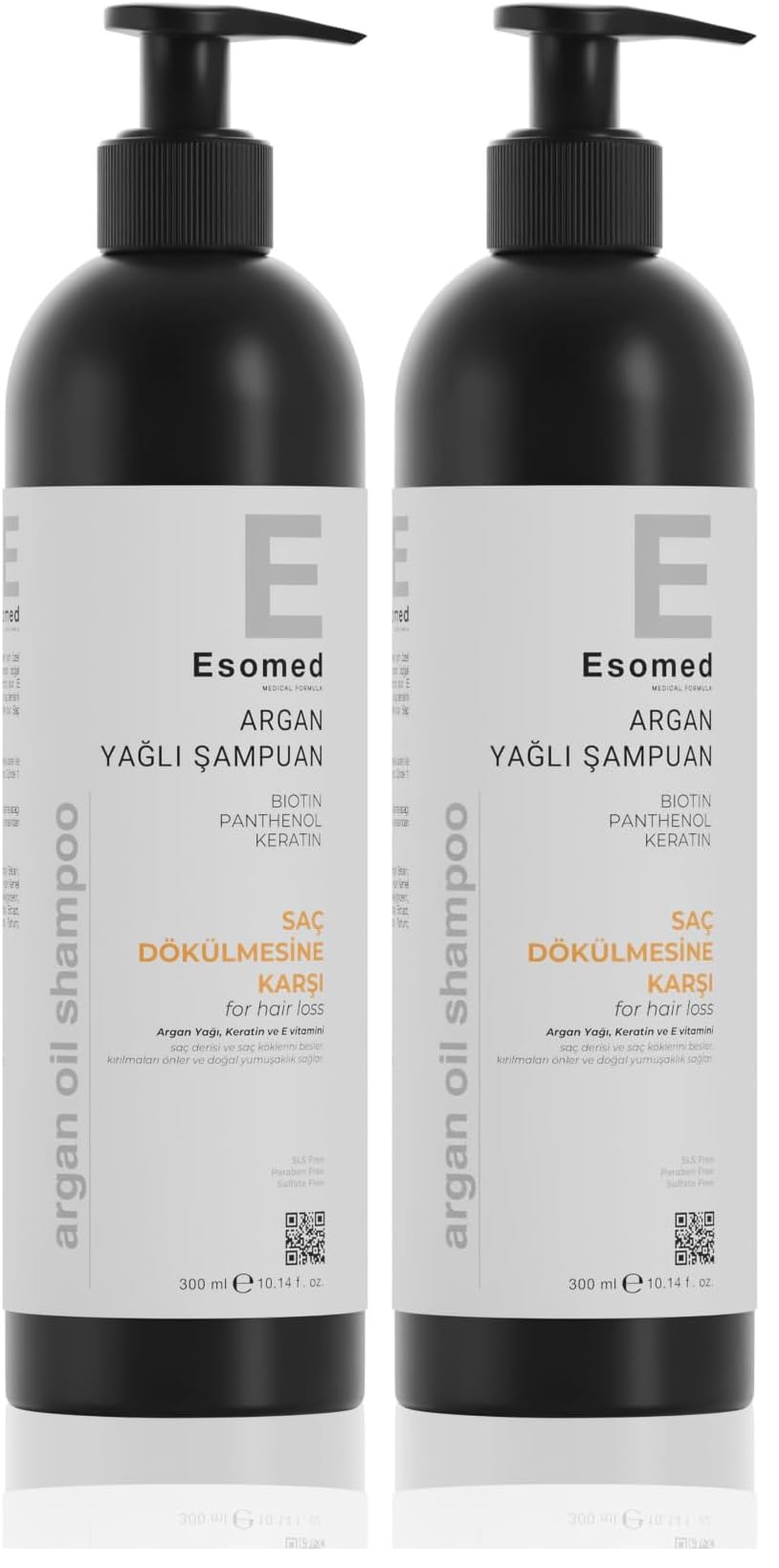 Saç Dökülmesine Karşı Argan Yağlı Biotin, Keratin, E Vitamini Ve Bitki Özlü Şampuan 300ml (2 paketi)
