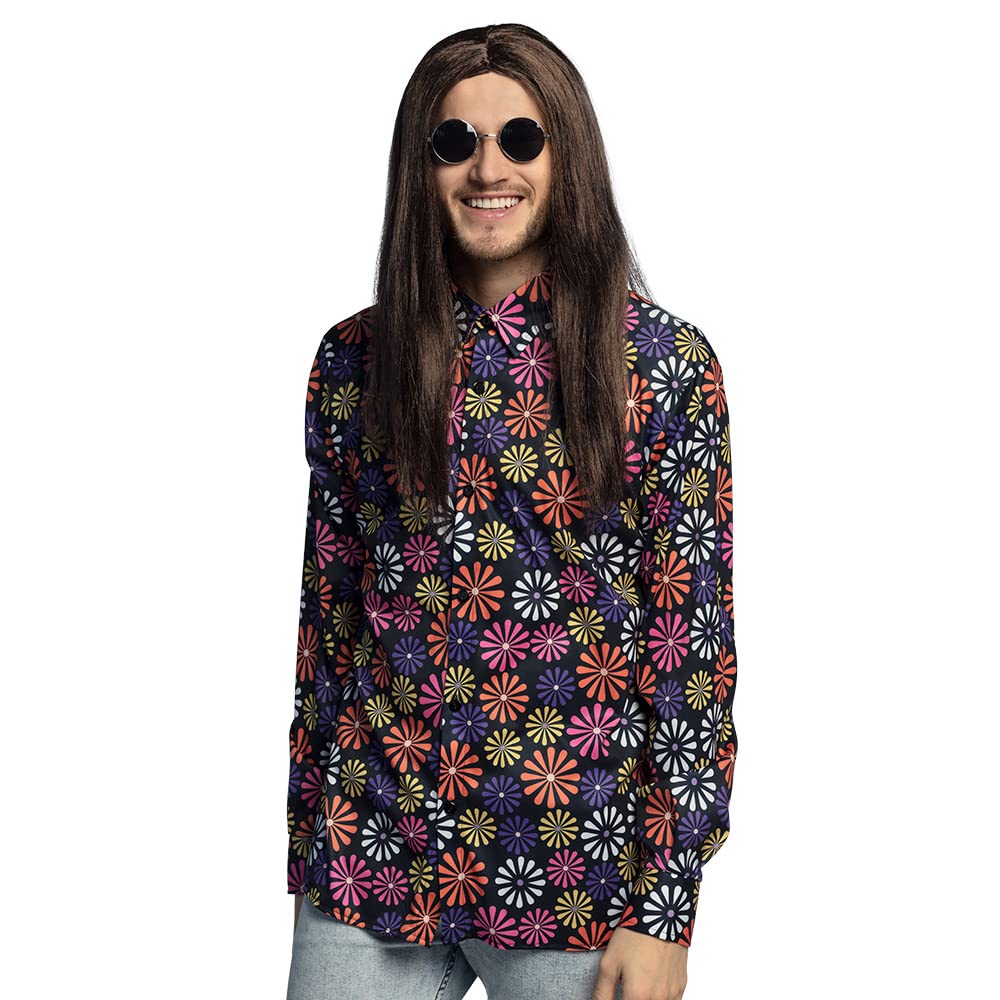 Boland Camisa Flower Power Camiseta de Manga Corta para Hombre, Camisa de Flores, Camisa Hawaiana, Hippy, años 70, Fiesta temática, Carnaval, movedor, Disfraz Hombre (Pack de 1)