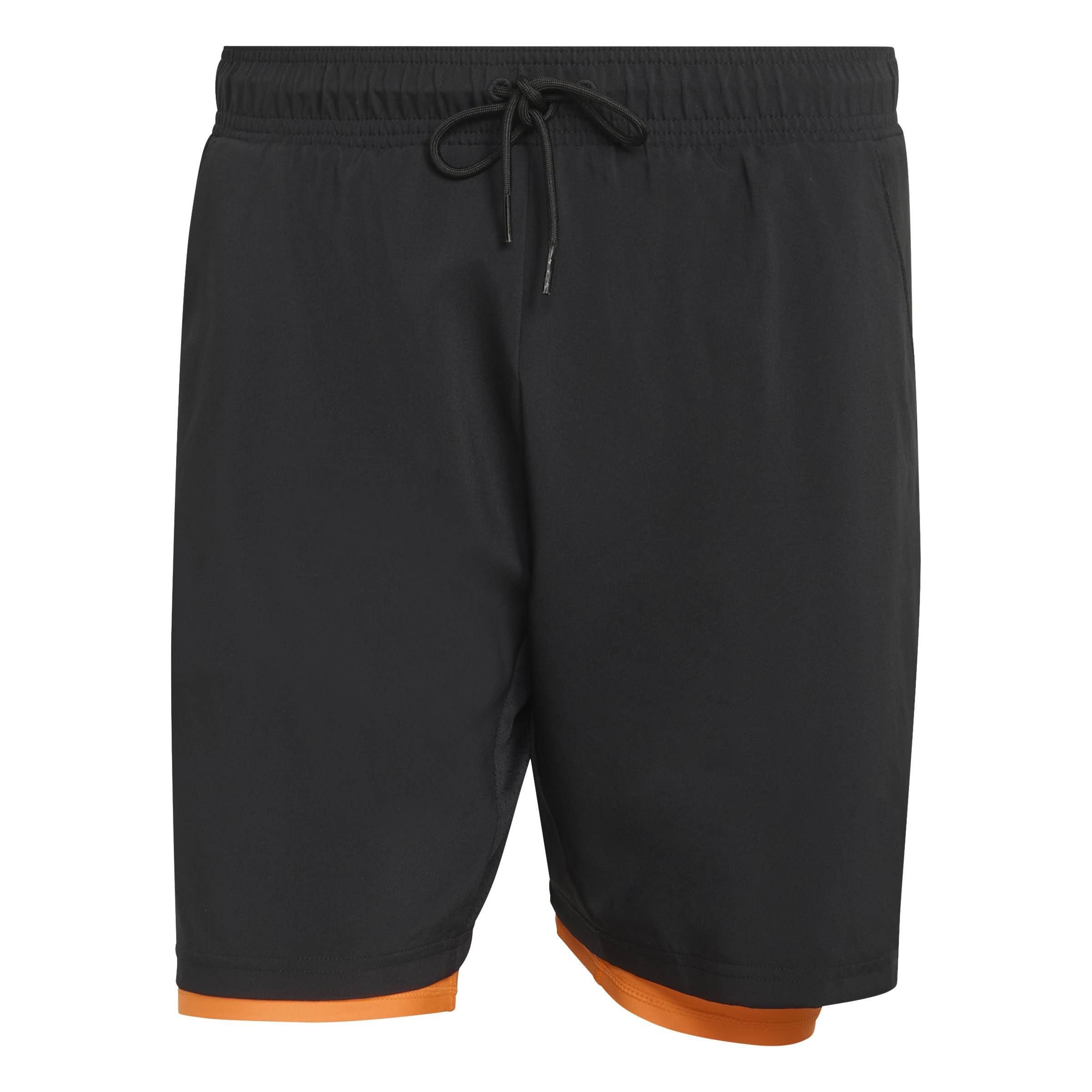 adidas Men's Club Tennis Climacool 2IN1 Shorts, Black/Pure Orange, S