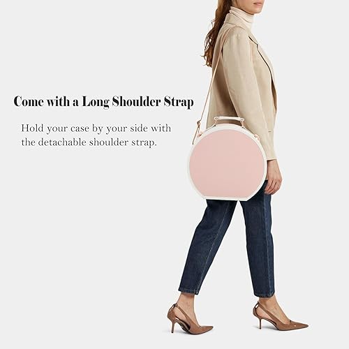 Miniatura 3 de Caja de sombrero redonda hecha a mano, maleta de mano vintage, bolsa de tren cosmética de piel sintética