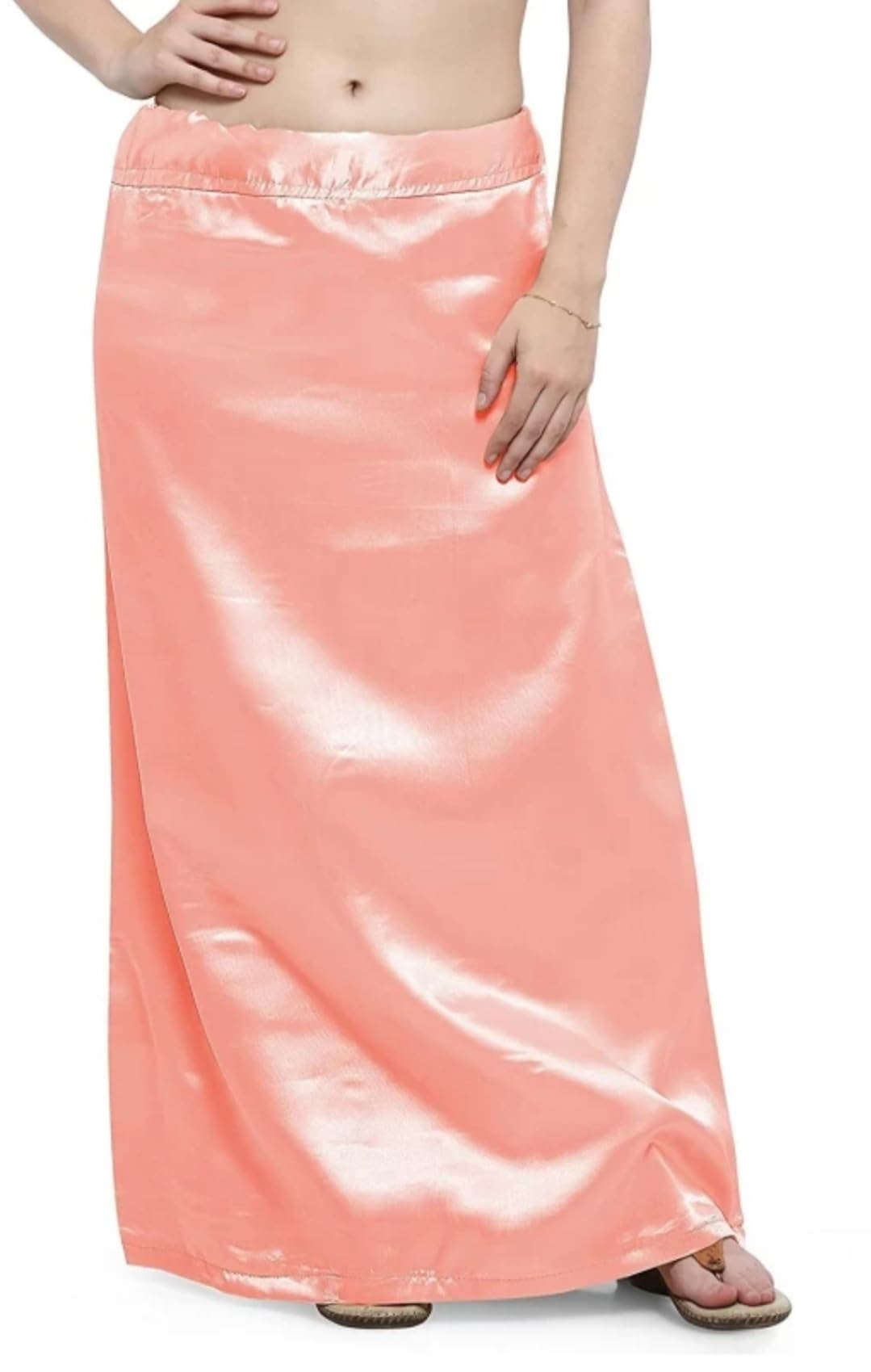 Orange Colour Satin Petticoat for Women | Light Orange Colour Satin Fabric Saree Shapewear or Underskirt or Saya-image-41