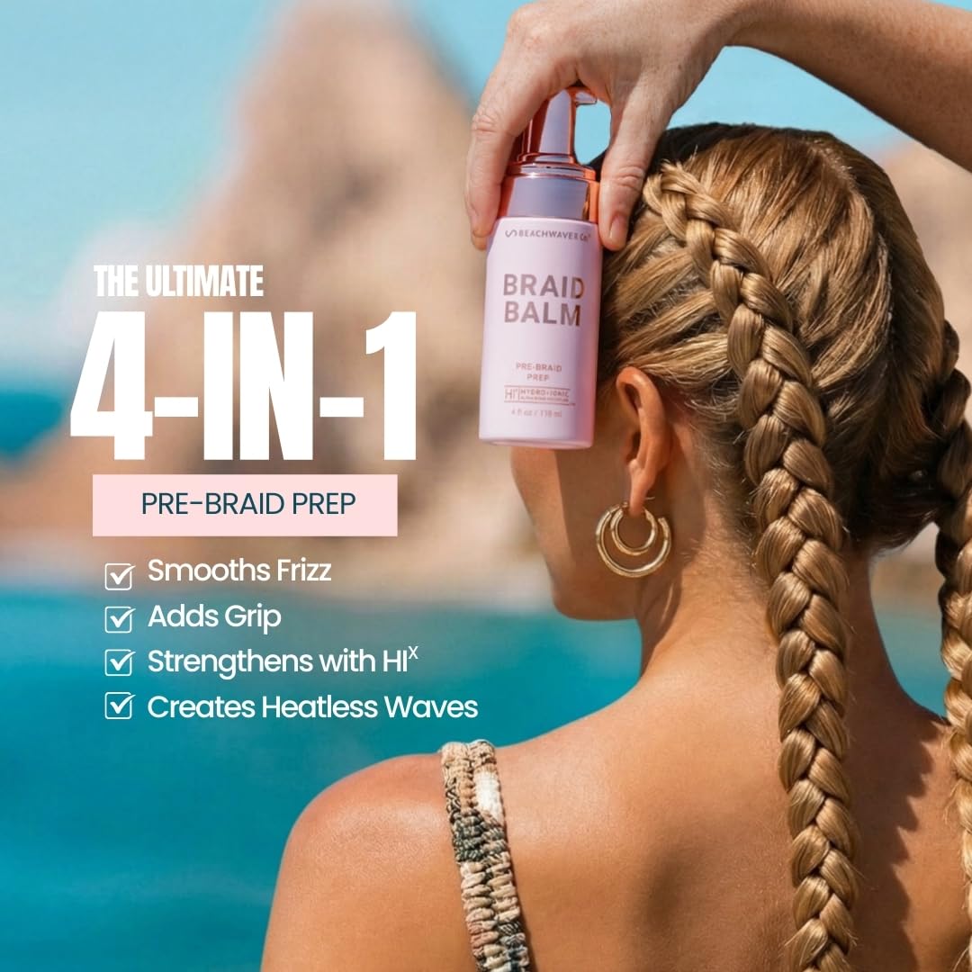 The Beachwaver Co. Braid Balm Pre-Braid Prep Foam, 4 Fl Oz