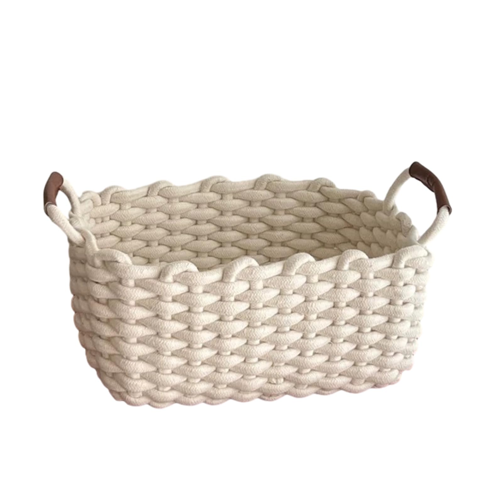 Glifora Storage Box - Cotton Rope Weaving Process Organiser with Handle, Portable Storage Basket for Home and Office