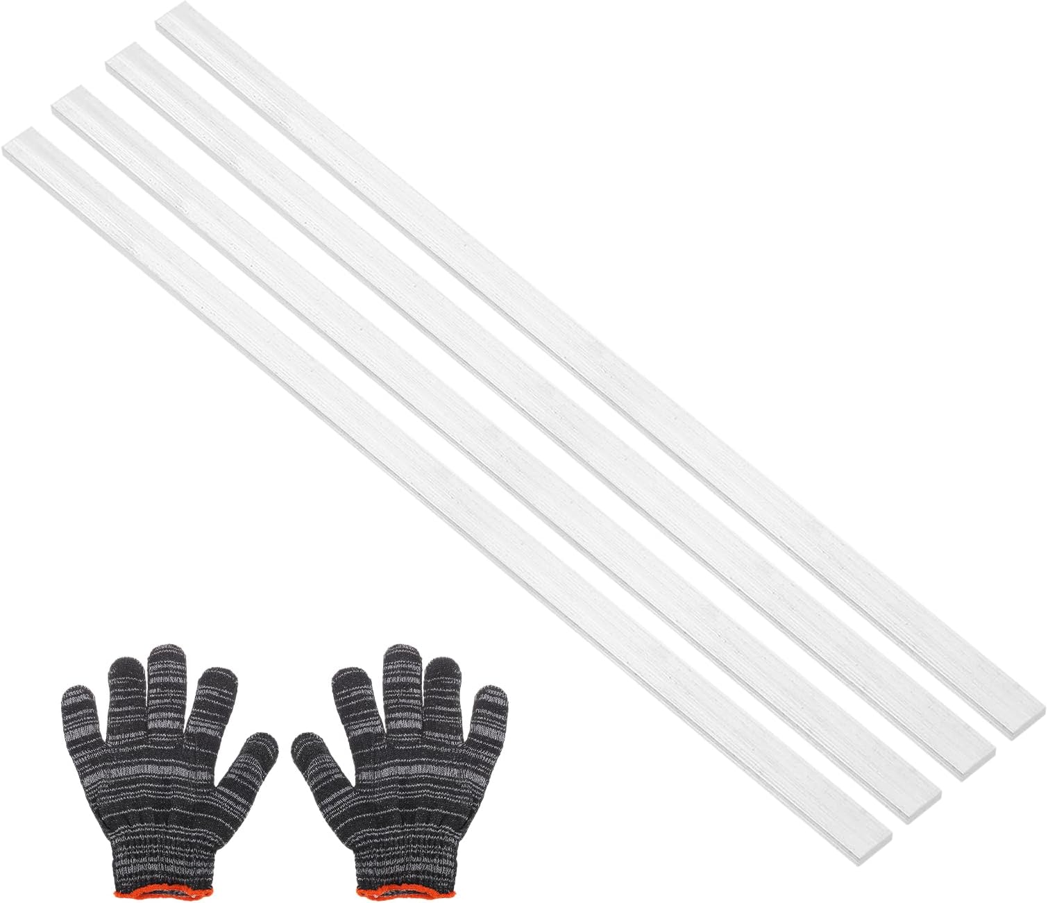 sourcing map Square Aluminum Flat Bar,0.08" Thickness 0.8" Width 16" Length Square 6061 Aluminum Bar Flat Plate with Gloves 2 x 20 x 407mm T6511 Solid New Mill Stock,4Set