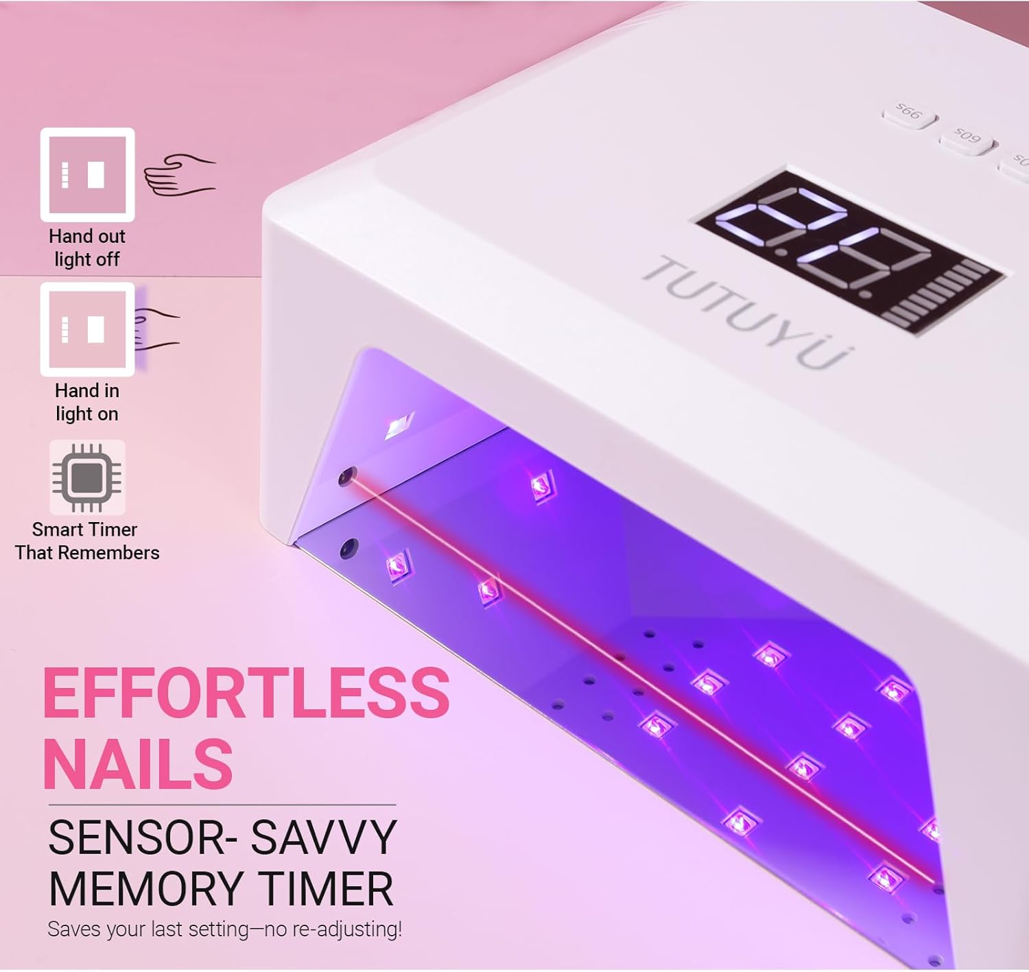 72W UV LED Nail Lamp,Compact Design Nail Dryer for Gel Polish with 4 Timers,Auto Sensor,Dual Wavelength & Magnetic Reflective Bottom,Professional Nail Light for Home & Salon White - T17