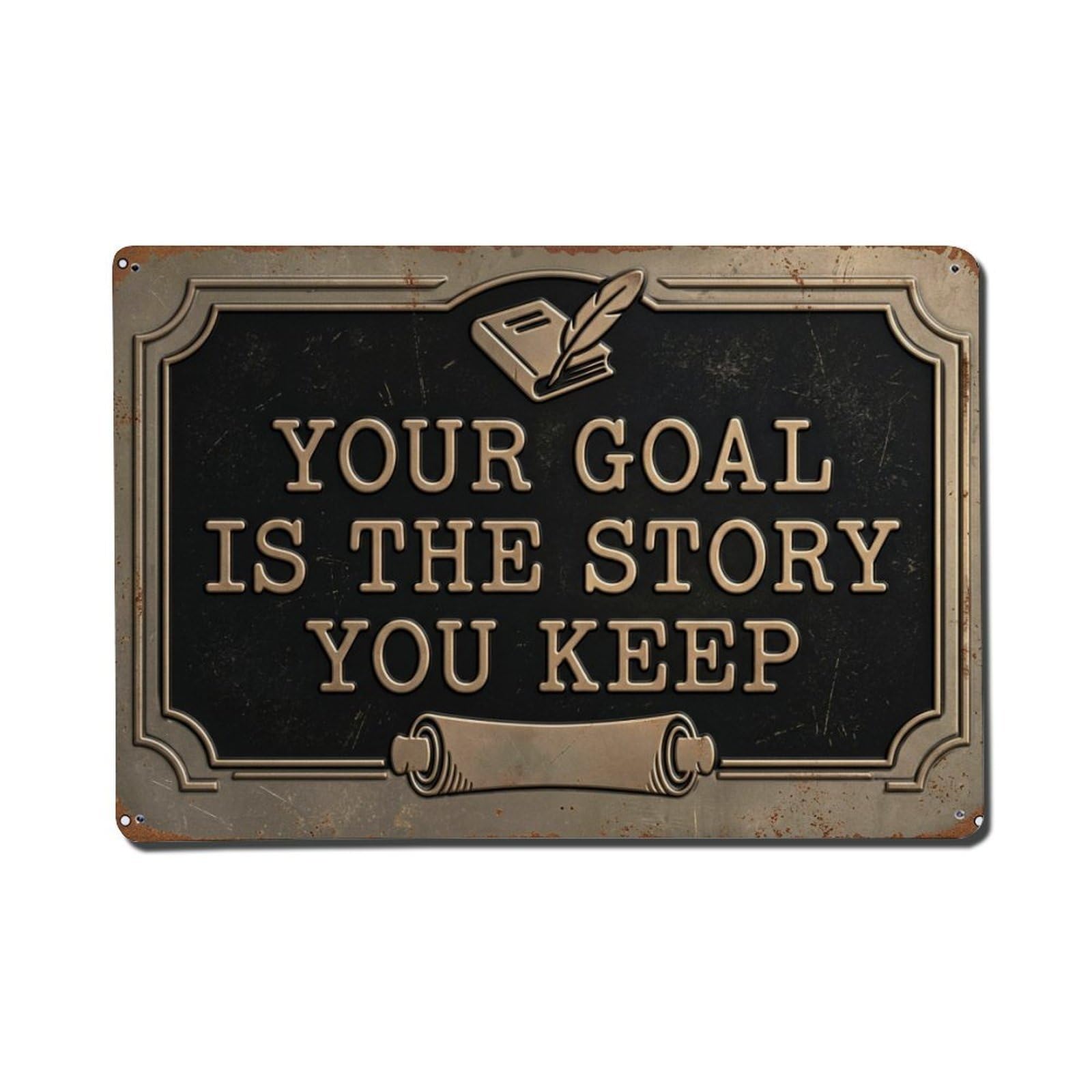 Story Shapes Future Interior Retro Motivational Slogans 2 Metal Tin Sign Plaque Wall Decor for Cafe, Club Bar, Office, Home Garden Metal Poster 8x12Inch
