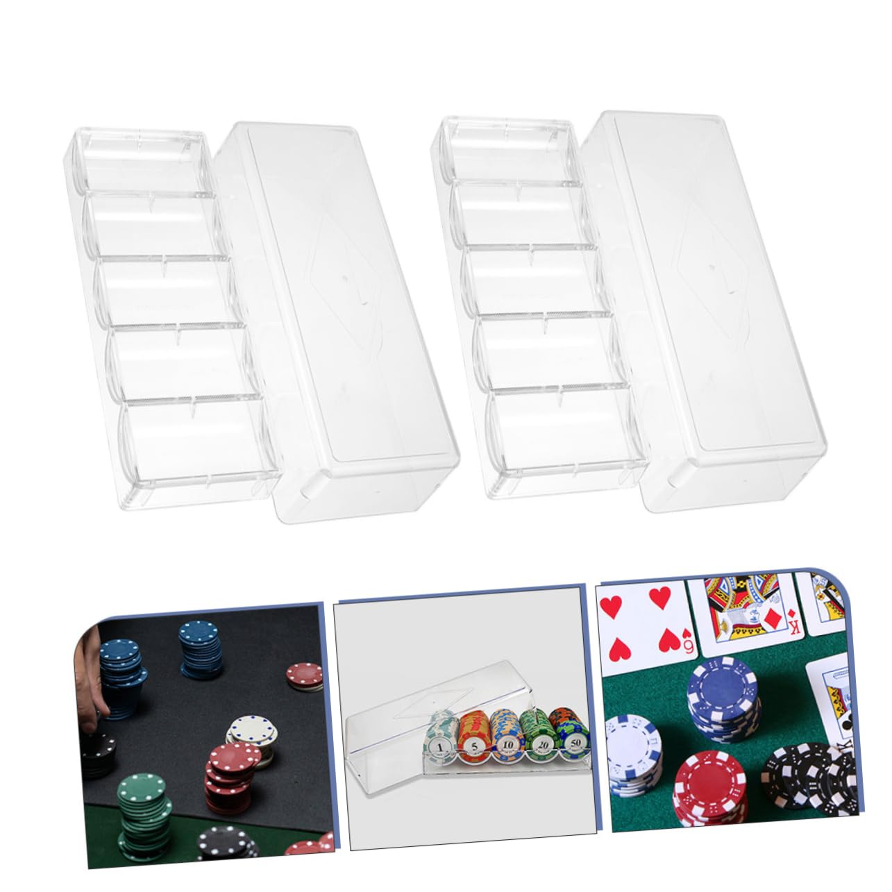Toddmomy 2Piezas Organizadora de Fichas de Póker con Tapa Rack de Almacenamiento Transparente para Mantener Ordenadas de Póker Casa