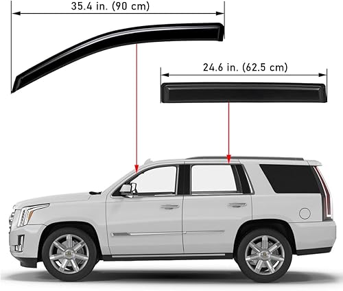 Miniatura 2 de Lightronic WV94531 Deflectores y viseras laterales de montaje exterior, protector de lluvia, humo oscuro, juego de 4 piezas, se adapta a Chevrolet