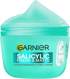 Garnier Salicylic Fresh & Matte Hydrating Sorbet Cream - Face Care with Salicylic Acid and 4% Niacinamide against Pollutants - Matte Moisturiser for Smooth Skin - 85 ml