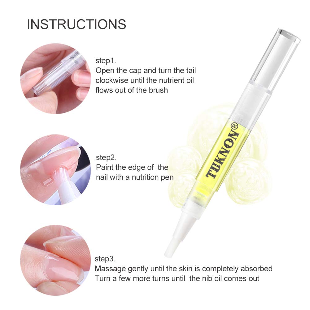 Trattamento Cuticole, Olio per cuticole, Siero trattamento unghie, Olio per cuticole penna Trattamento Olio per Cuticole Riparare la Cuticola Incrinata e Secca, 4 Pezzi