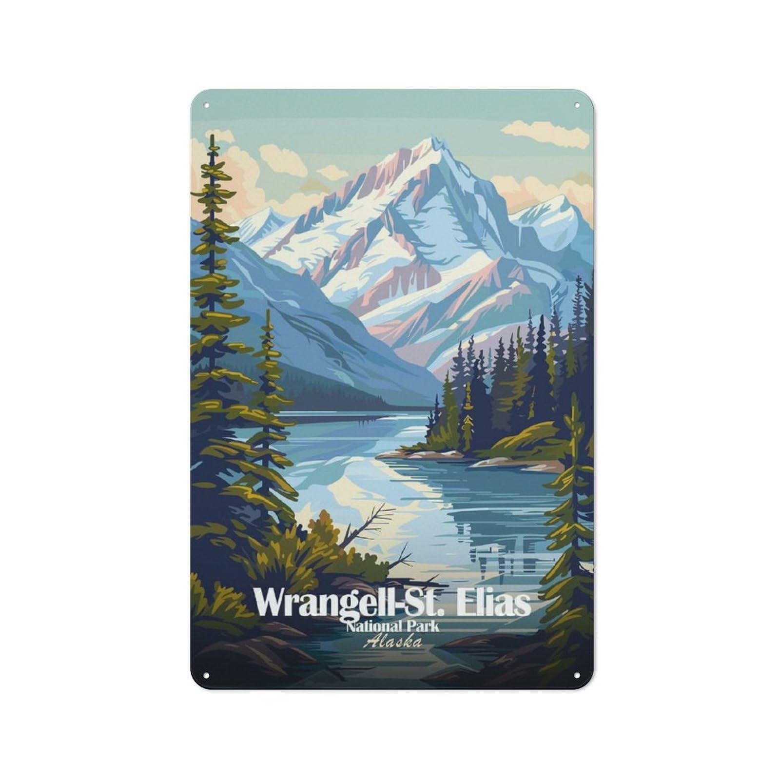 Junmoney Style-24 Wrangell-St. Elias National Park Alaska Vintage Metal Wall Decor 30X20cm, Vintage Metal Sign For Hallway, Home Bar, Garage Or Study