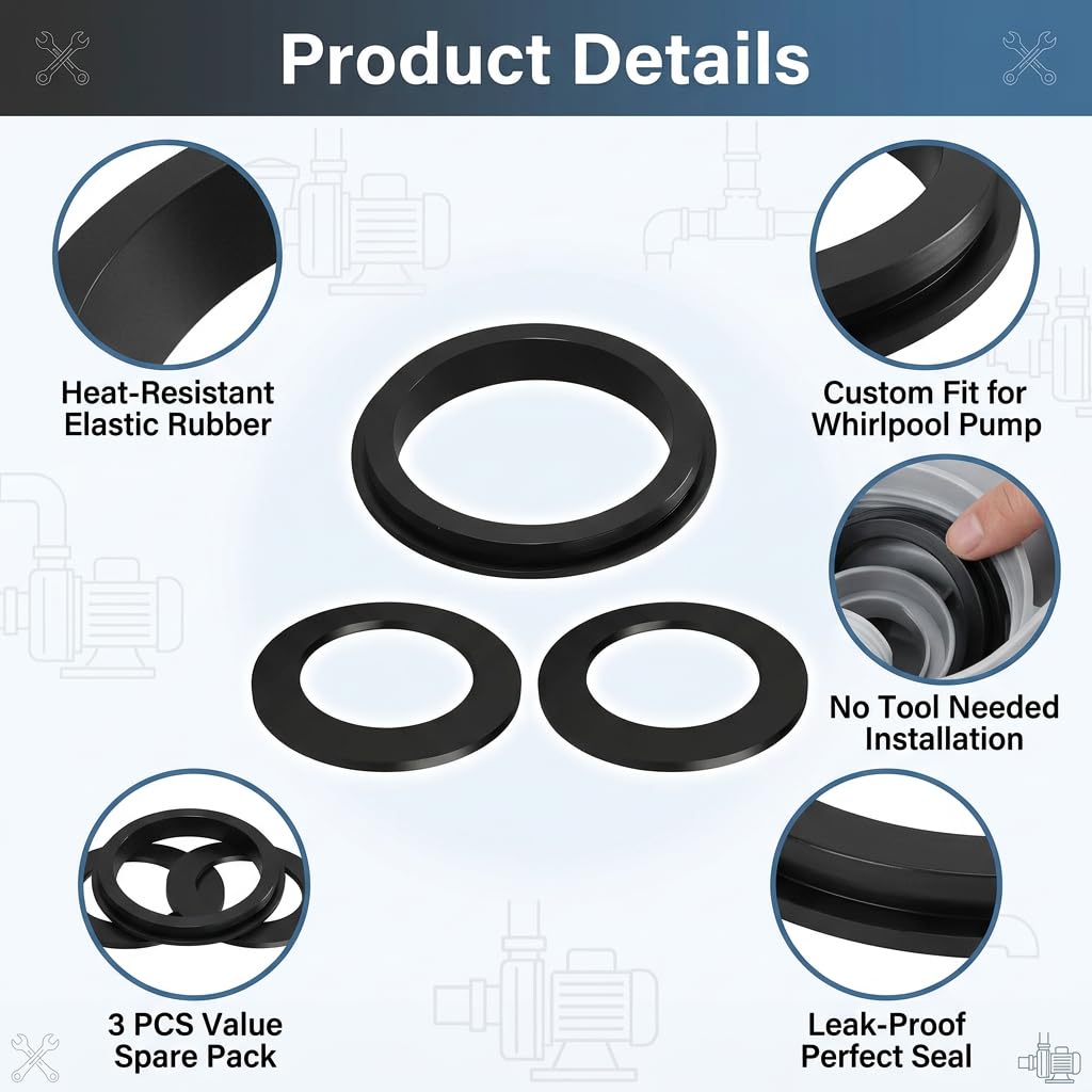 3 Stück Dichtungen Zubehör,Gummidichtungsset,Entleerungsventil Pool Kupplungsdichtungen Ersatzteile,Waterpump Dichtung Seal für Whirlpool