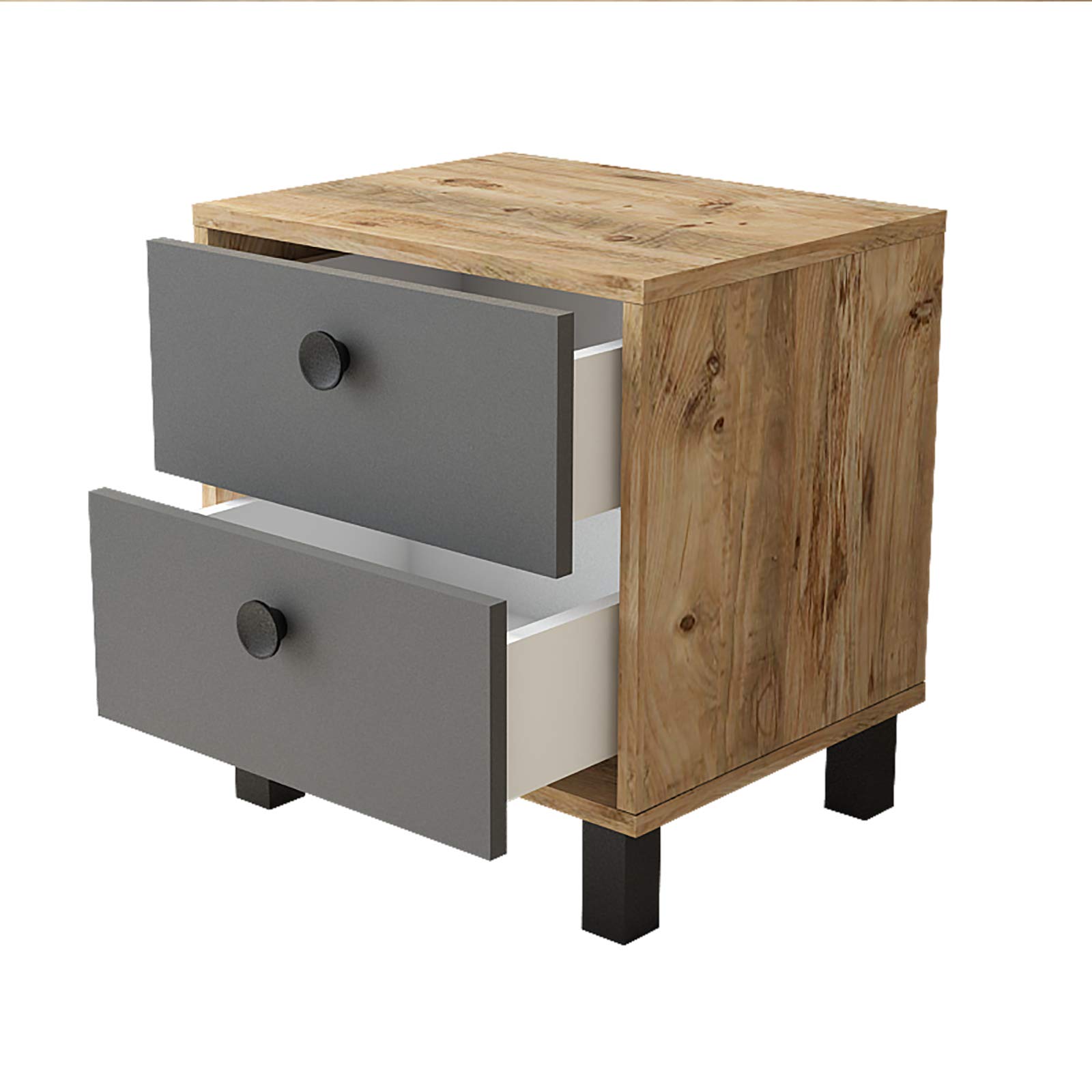 Yurudesign Vilamo Komodin Ahsap Ayak 2cekmece Cam Antrasit Siyah Vl72 228 Amazon Com Tr Ev Ve Yasam