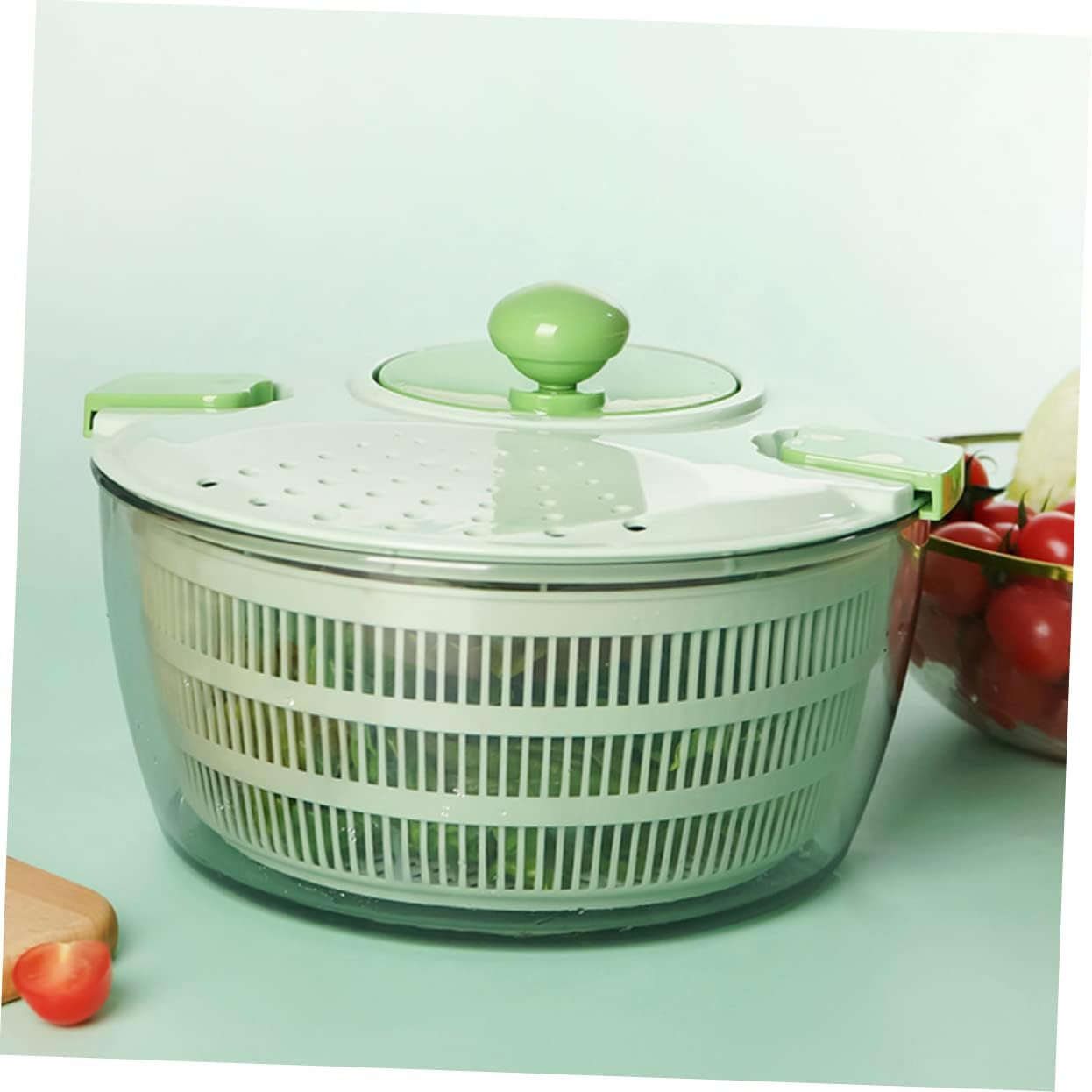 Generic Vegetable Dehydrator Compact Salad Fruit Bowl Sink Dish Drying Rack Salad Bowl Fruit Dryer Fruits and Vegetables Dryer Fruit Spinner Manual Lettuce Green Abs