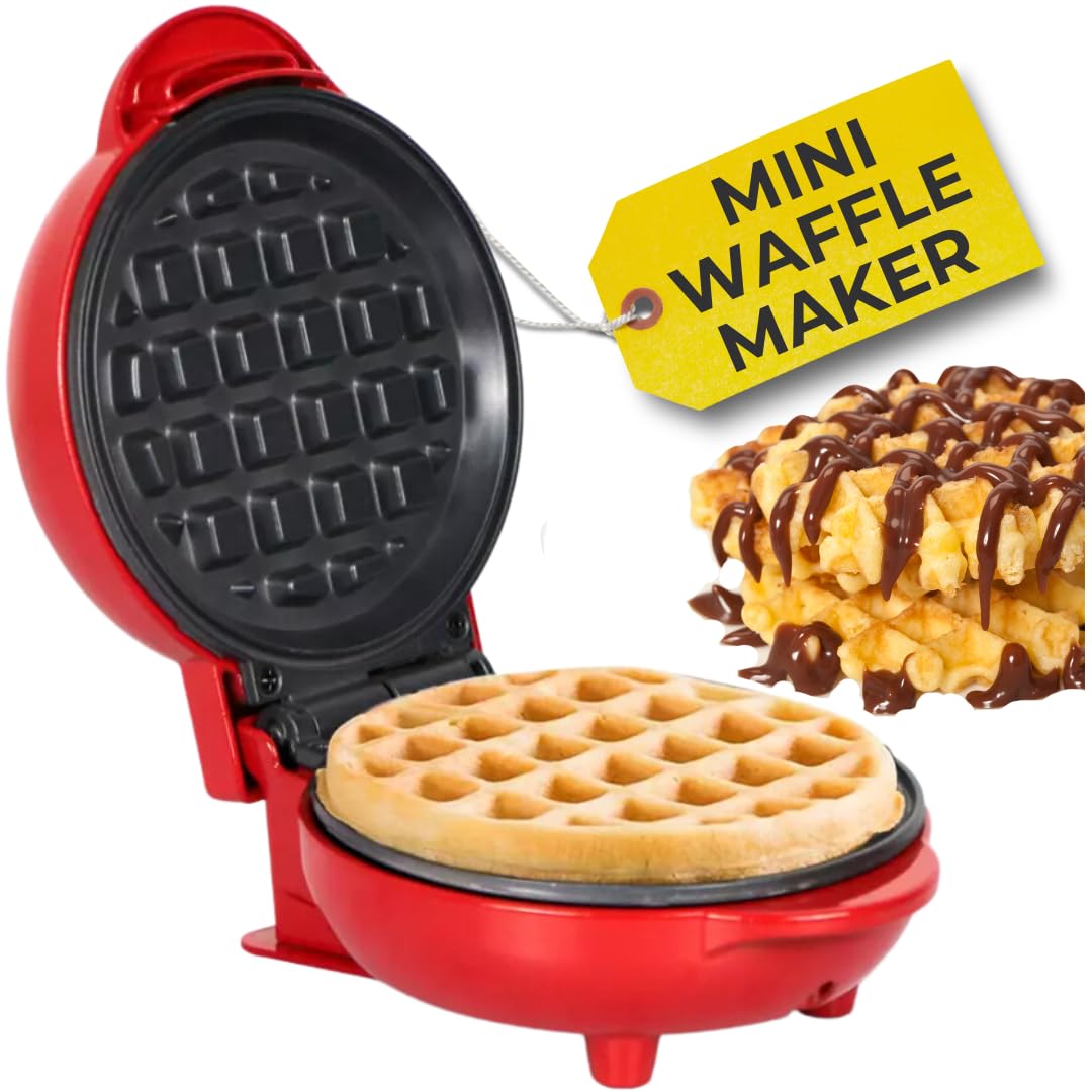 Mini Waffle Maker 4.5" - Quick Heat-Up Nonstick Waffle Iron, Compact & Easy to Clean, Perfect for Keto, Pancakes, Snacks, & Breakfast - جهاز وافل مثالي للأطفال والعائلات
