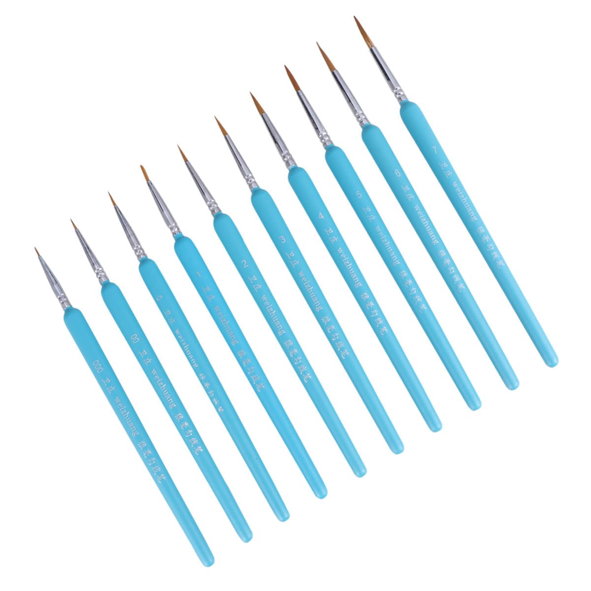 STOBOK 3juegos Pinceles De Detalle para Pintura Miniatura Pinceles De Pelo De Color Azul para Acuarelas Acrílicos y Óleos para Artistas
