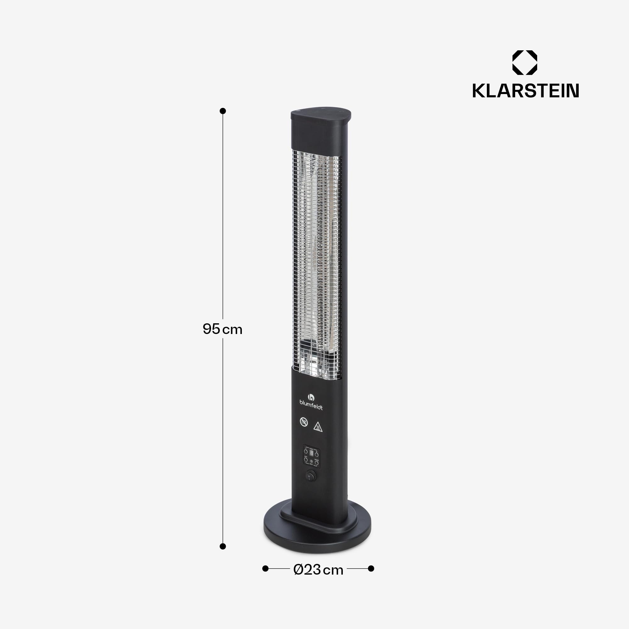 blumfeldt Heat Guru Plus - Radiatore di Calore in & out, 1200 Watt, Timer 9 Ore, Elemento Riscaldante al Carbonio, 3 Livelli, Alloggiamento con Lega di Alluminio Anodizzato, Nero