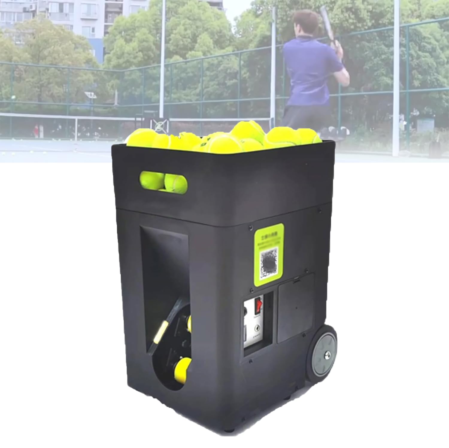 Máquina de pelotas de tenis, equipo de práctica de tenis con lanzador automático de pelotas, ángulo de lanzamiento ajustable, velocidad, frecuencia de rotación, 50 de gran capacidad, para todos los am