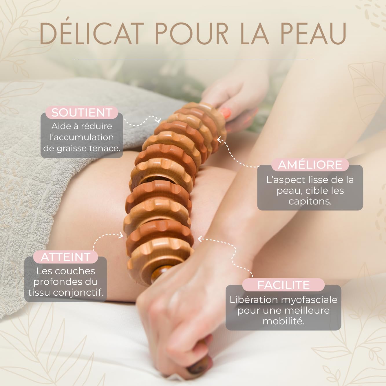 kit de MADEROTHERAPIE avec HUILE et Ventouse, Palper Rouler anti cellulte, Drainage Lymphatique, Jambes lourdes, kits de massage, madérotherapie ventre