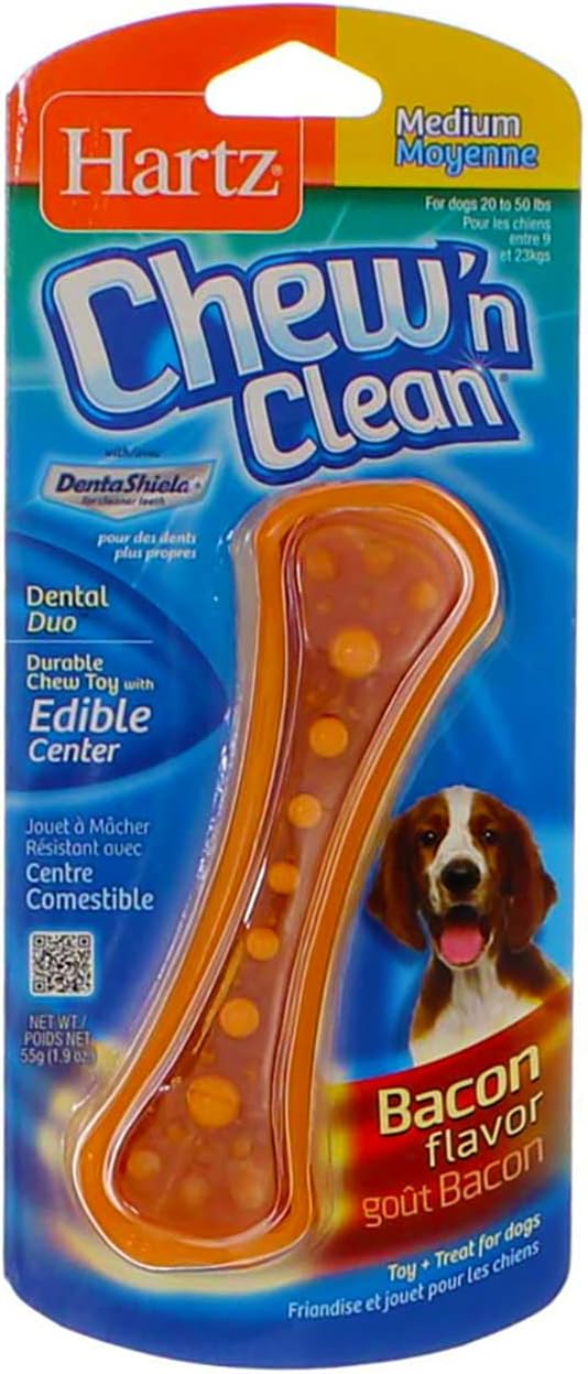 Chew N' Clean Dental Duo Dog Chew Toy Bacon Flavor, Medium