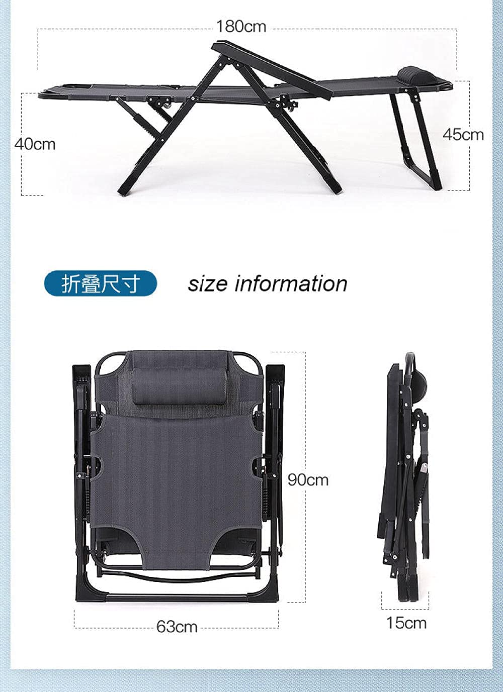 Gravity Garden reclinabile, Sedia per Il Tempo Libero all'aperto per Ufficio, Comoda Sedia Relax Poltrona Pieghevole Poltrona Relax Poltrona reclinabile 150 kg Striscia Cuscinetto-Dray +