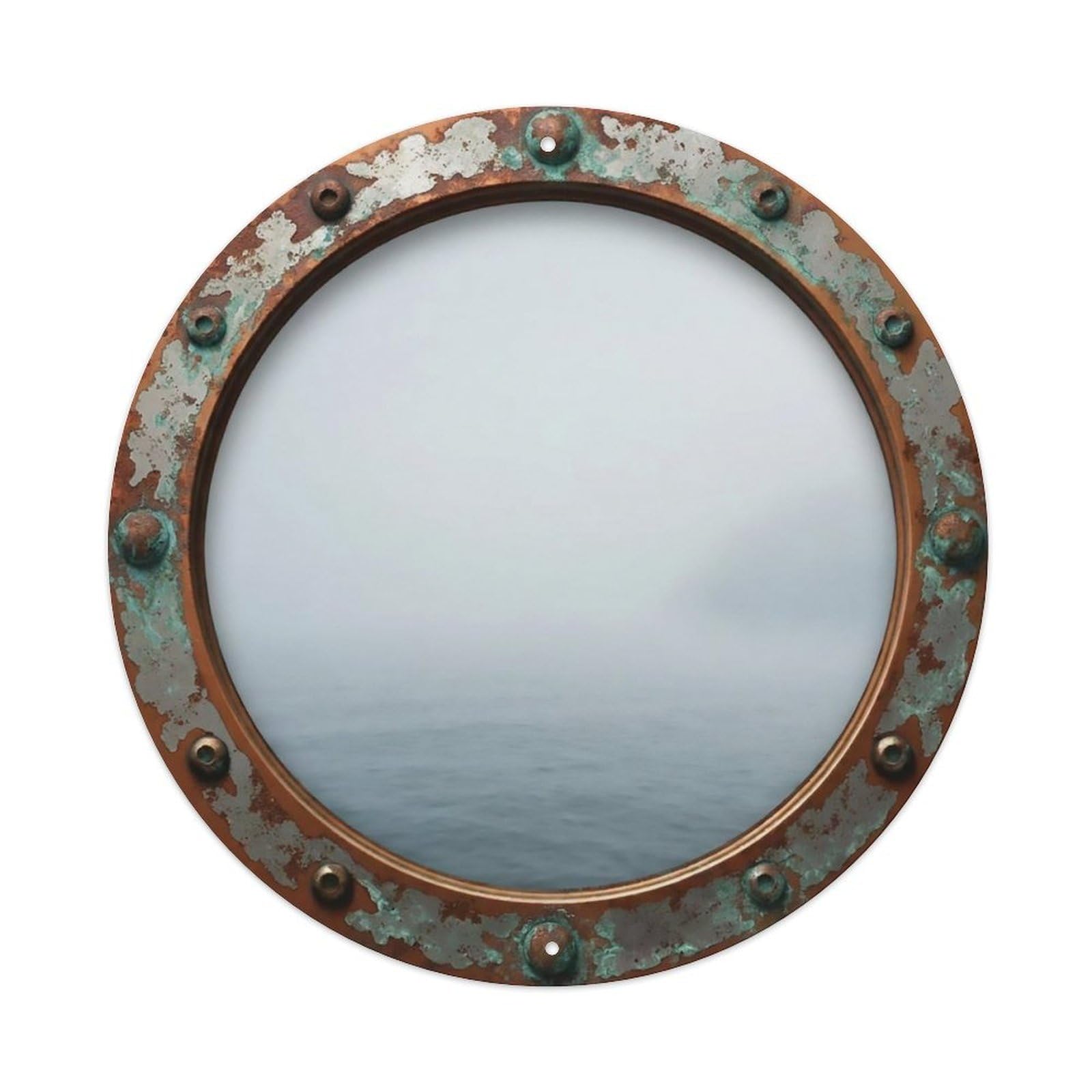 Vintage Porthole Misty Horizon Nautical Window View Metal Tin Sign