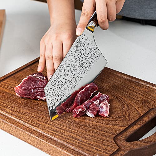 Durust Kitchen Knife Set With Beech Wood Block, 9-Piece 5Cr15Mov Stainless Steel Knives With Pakkawood +S/S 430 Bolster Handle, #TOP1