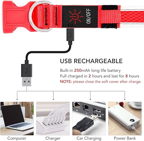 Miniatura 4 de YFbrite Collar de perro con luz, collar de perro LED recargable, collar de perro intermitente, collar de perro reflectante ajustable de seguridad