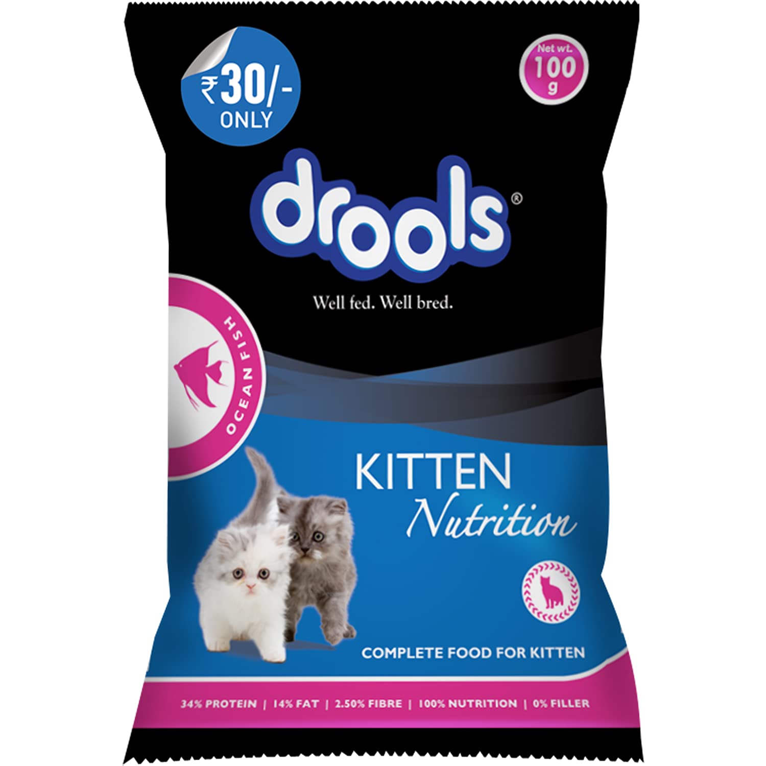 Drools Kitten (112 Months) Dry Cat Food, Ocean Fish, 100g Amazon.in Pet Supplies