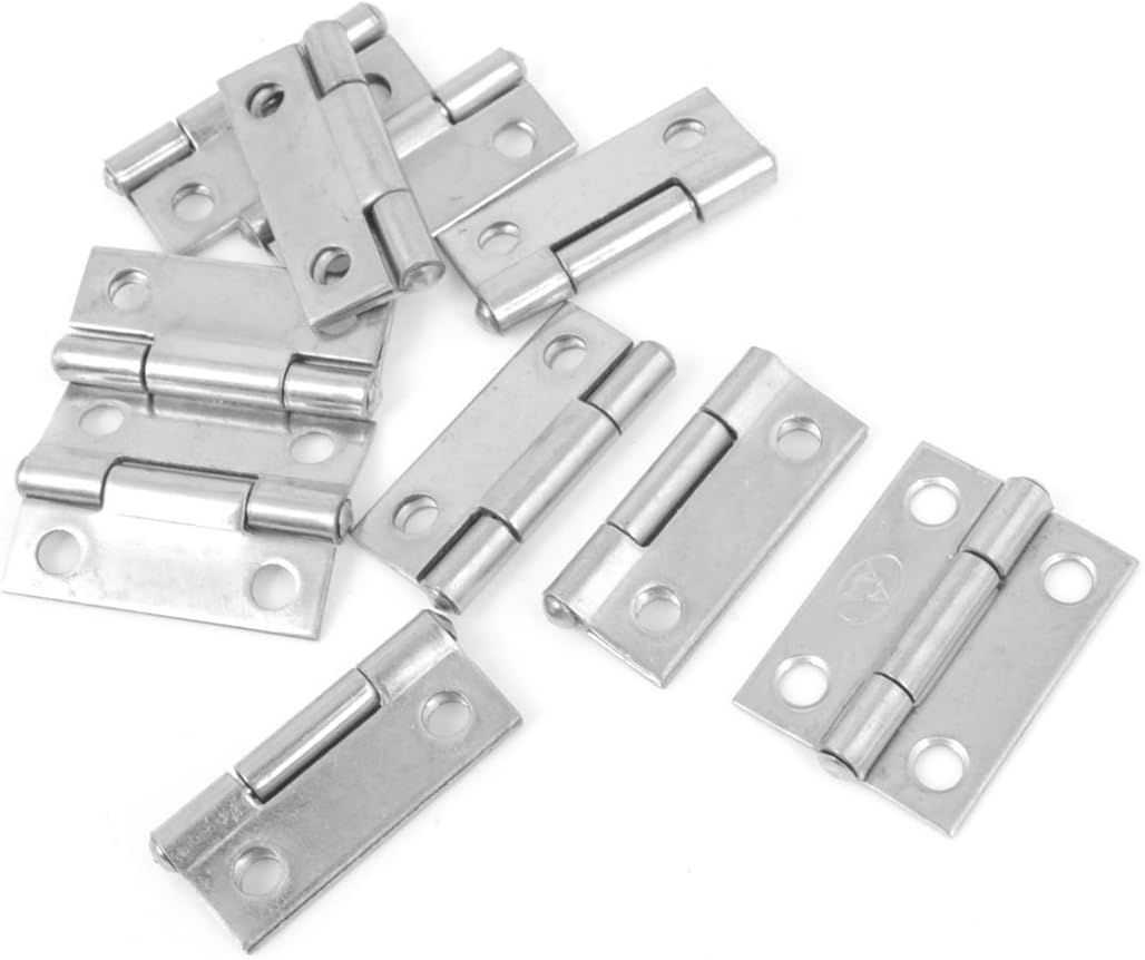 Sourcingmap a14062600ux0155 10 Pieces Silver Tone Stainless Steel Cabinet Door Hinges 1" (Pack of 10)
