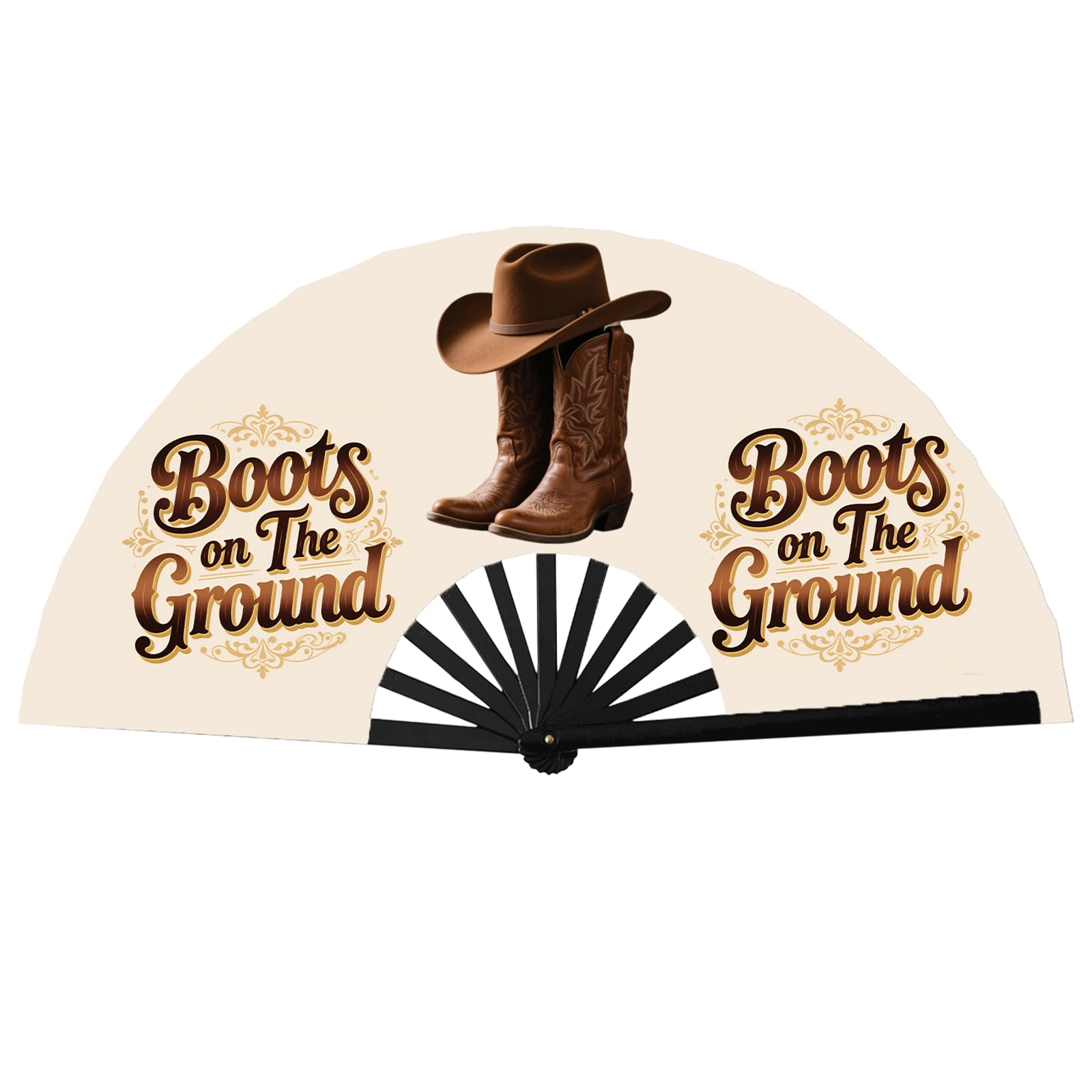 zyinoant 13'' Large Fans for Line Dancing Where Them Fans At Clack Fan, Boots on The Ground Hand Fan, Line Dance Popping Fan for Dance, Party, Decoration, Festival (Type 5)