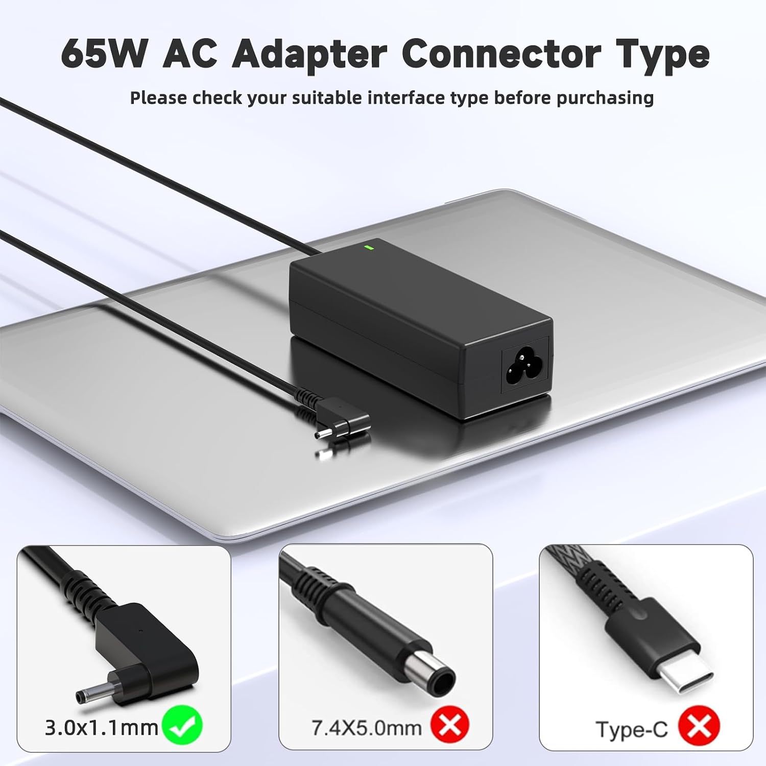 65W Laptop Charger Compatible with Acer Chromebook 11/13/14/15, R11/R13, N15Q Series, and PA-1650-80；Compatible with Aspire S5 S7 R Series image 5