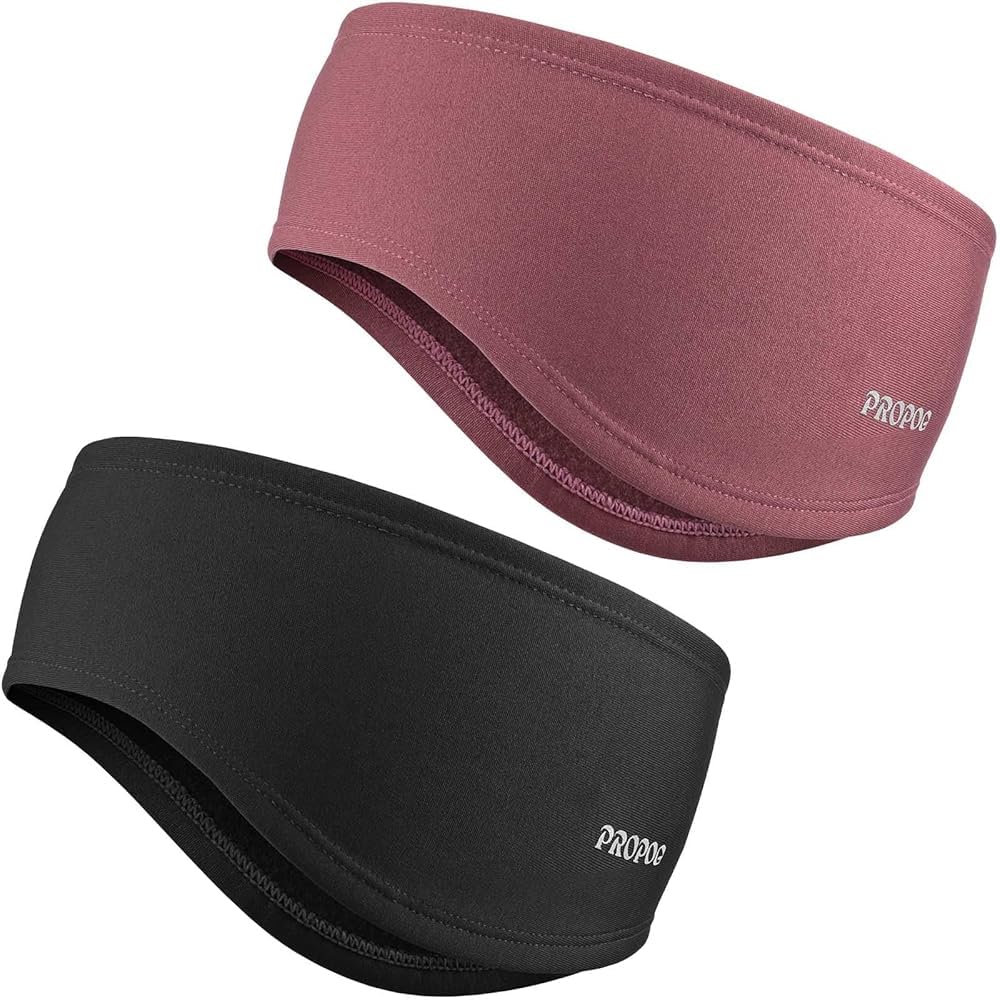 Headband Men Women Winter Pack of 2 Fleece Ear Warmers Women's Windstopper Earmuffs Hair Band Men's Warm Headband Headbands for Jogging Running Hiking Cycling and Motorcycle Driving-image-5