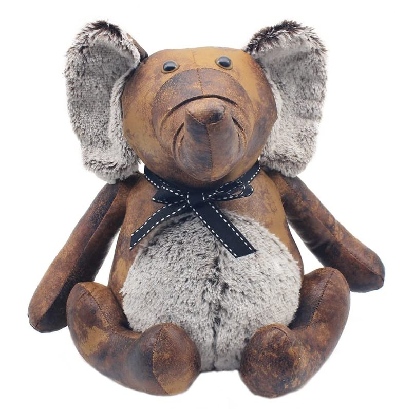 Assorted Doorstop Door Stop Stopper Filled Heavy Doorstop Faux Leather Novelty Wedge (Sitting Elephant Doorstop Brown) — image 1