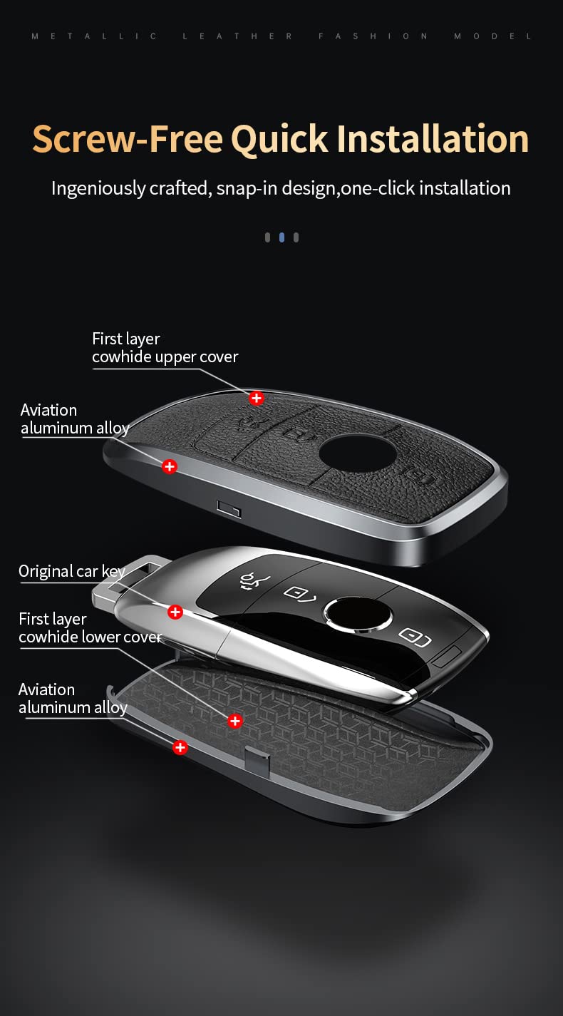Custodia Chiave Mercedes KUNIO Carbonio Rosso | Cover ABS Portachiavi 3 Tasti Per Classe A, C, E, GLA, GLE, GLC, GLK | Protettiva Con Portachiavi