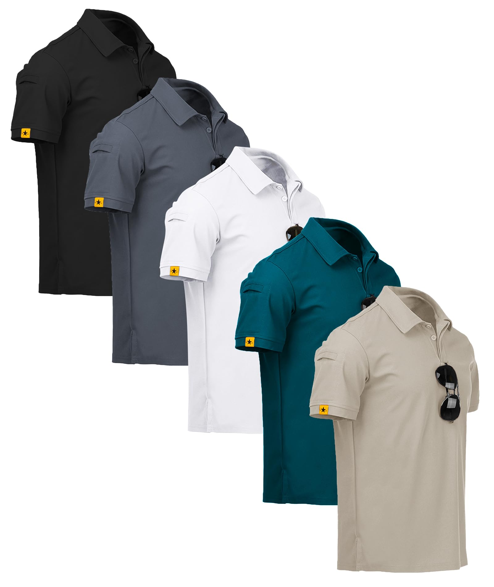 SCODI 5 Pack Mens Polo Shirts Short Sleeve Athletic Golf Polo Shirt for Men Casual Collared Summer Multipack T-Shirts