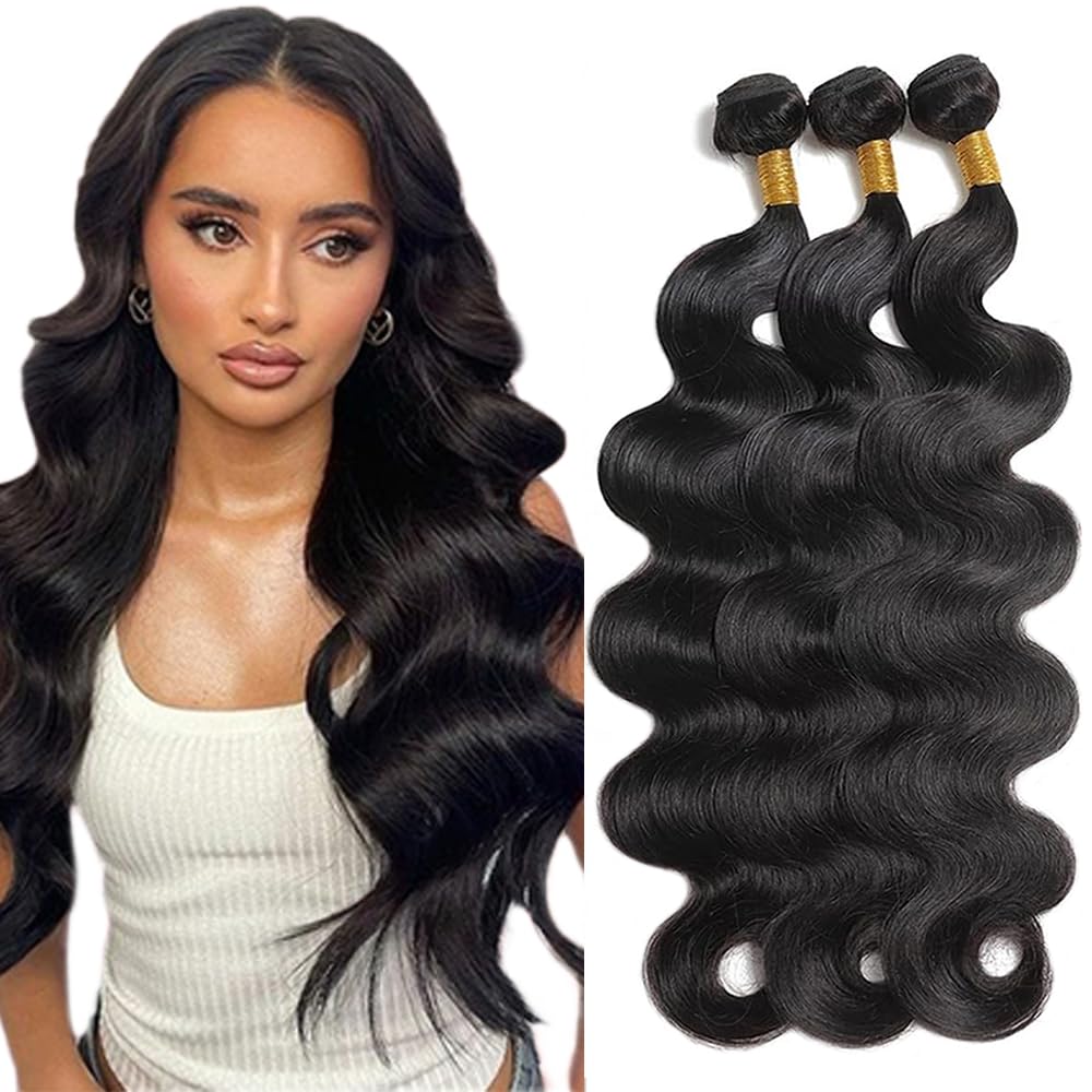Human Hair Bundles Body Wave Bundle 20 22 24 inch Body Wave Bundle Human Hair Natural Black 3 Bundles for Women 150g