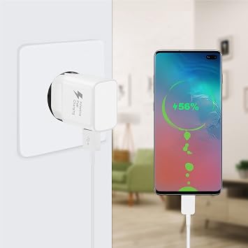USB Charger Plug 2-Pack for Samsung Galaxy S9 S10 S20 S21 FE A04S A13 A14 A15 A25 A34 A53 A54 A71 and Other Smartphones Fast Charger Power Supply Adapter with Charging Cable (White)